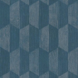 Petrolfarbene Vliestapete mit geometrischem Retro-Muster für Wohnzimmer und Schlafzimmer.