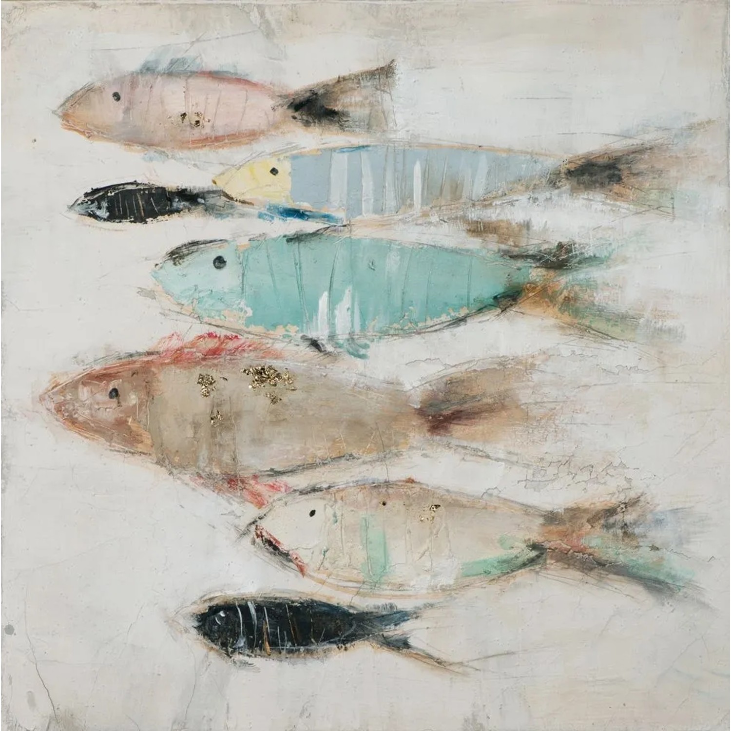 Art Universe Leinwandbild Fischschwarm 80 x 80 cm