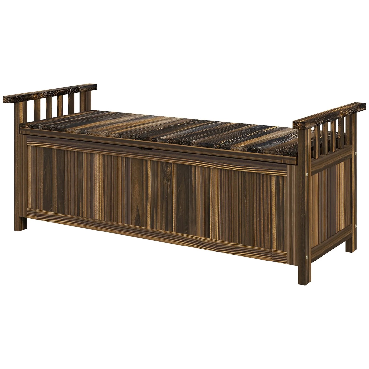 Outsunny Gartenbank Tannenholz 128 5L x 56B x 53 5H cm Verkohlt
