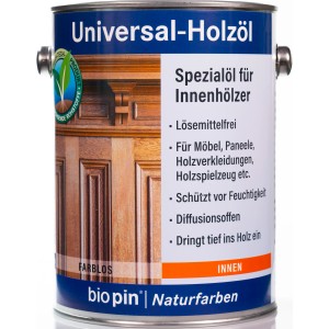 Dose Universal Holzöl von biopin für Innen, lösemittelfrei und atmungsaktiv.