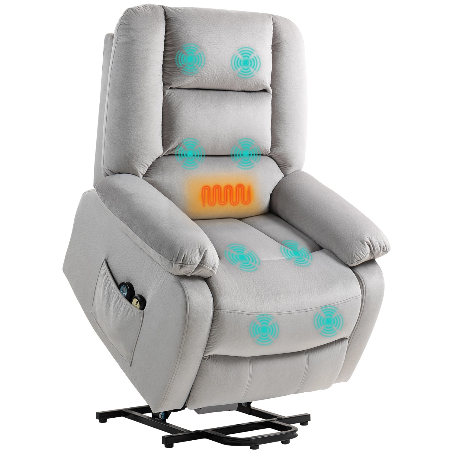 HOMCOM Relaxsessel mit Vibrationsmassage Liegefunktion Massagesessel Hellgrau
