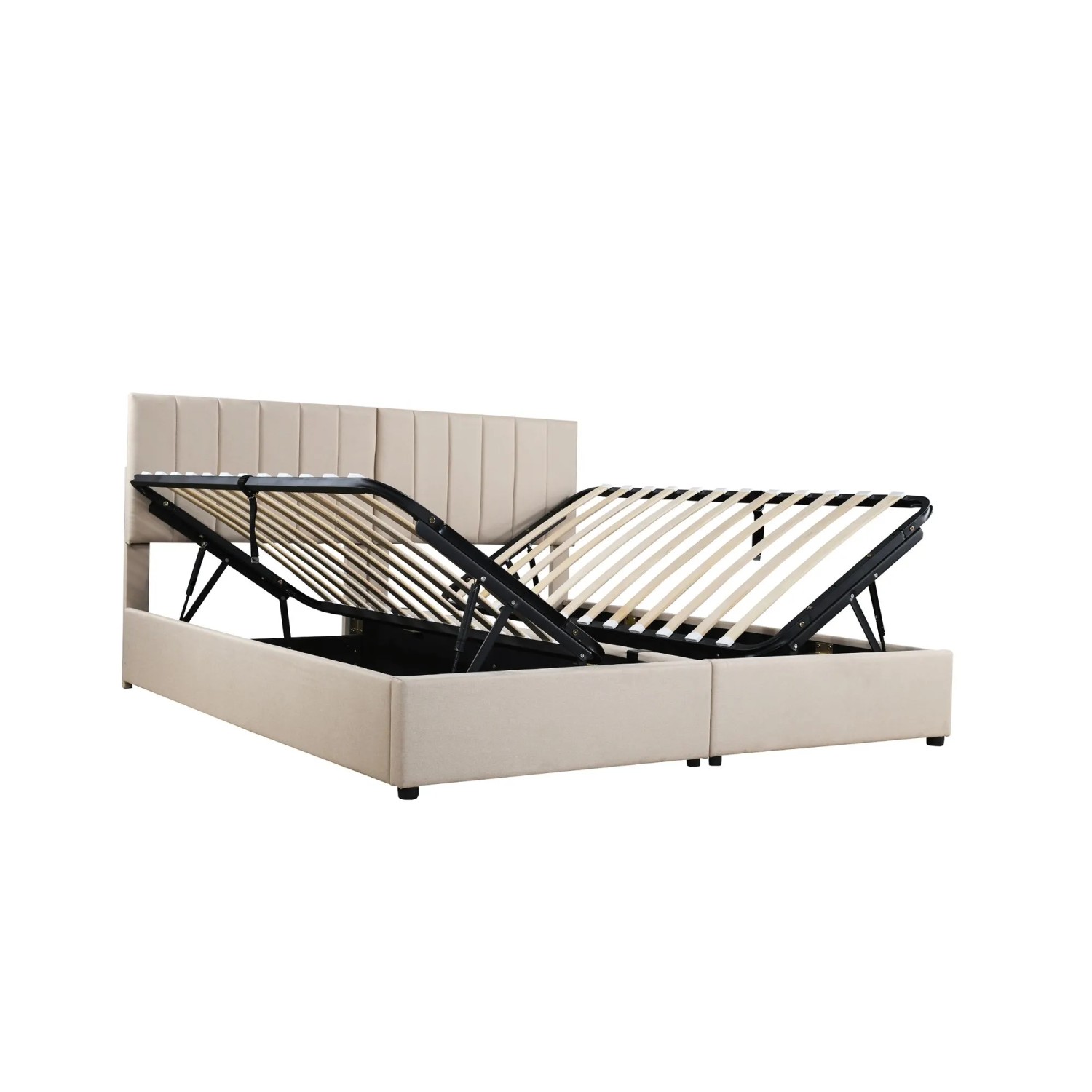 Merax Polsterbett 180x200cm Leinen Hydraulik Stauraum Beige