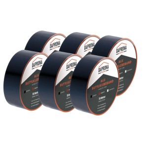 Daprona Butylband, 6 Rollen schwarzes Alu-Reparaturband, 10m x 50mm, Dichtband.