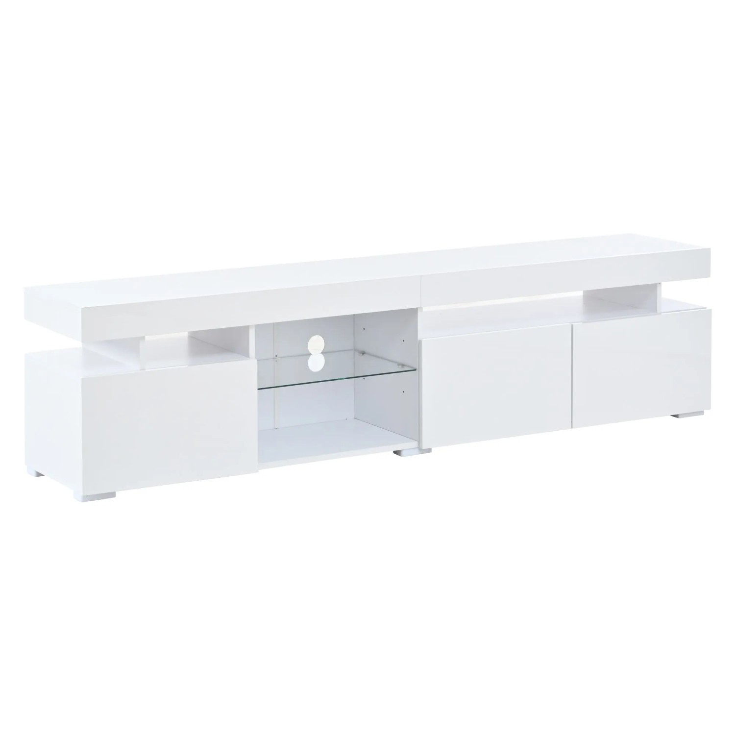 okwish TV Schrank Hochglanz Glas Einlegeböden Stauraum 180x35x45cm Weiß