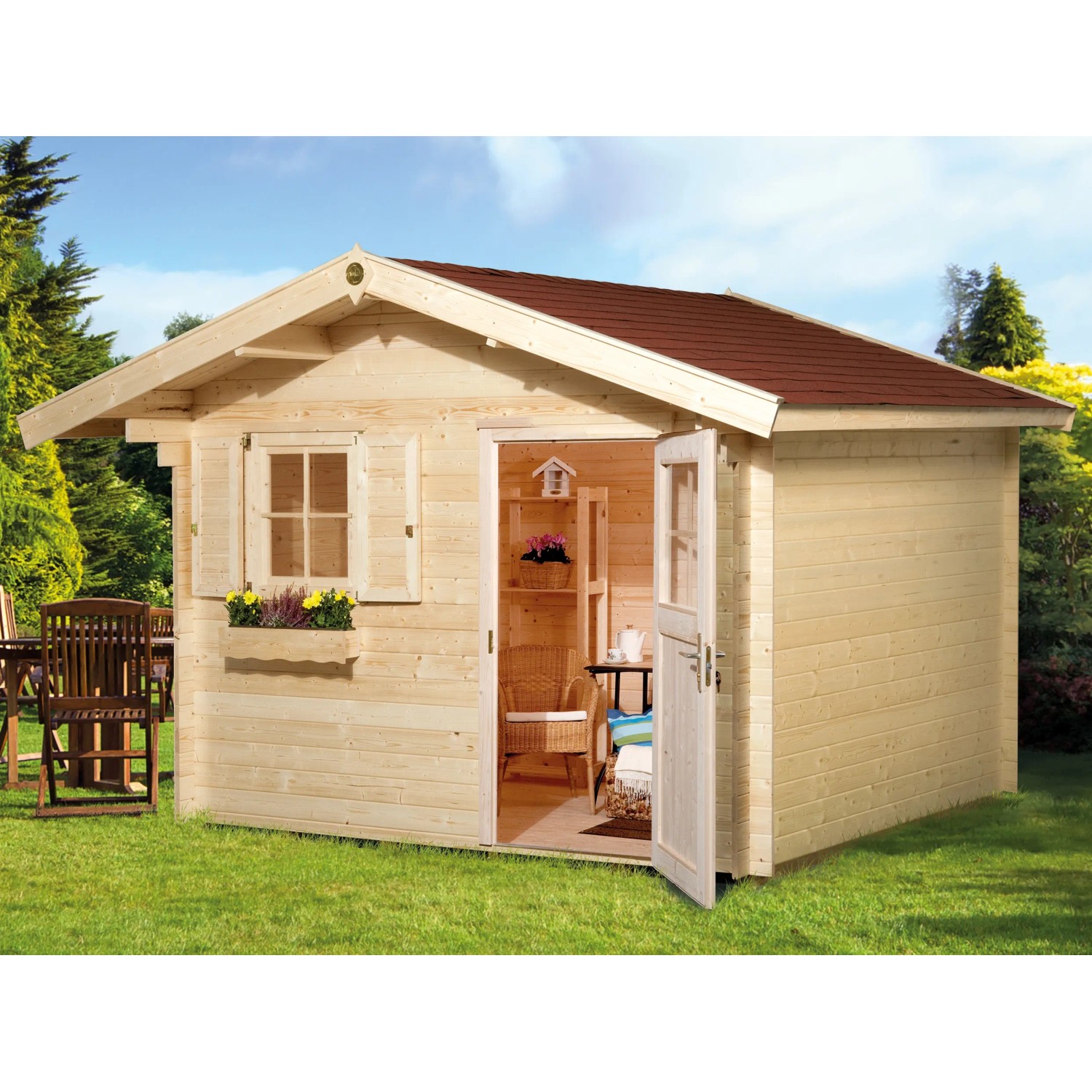 Weka Holz-Gartenhaus Belluno Natur 300 cm x 250 cm