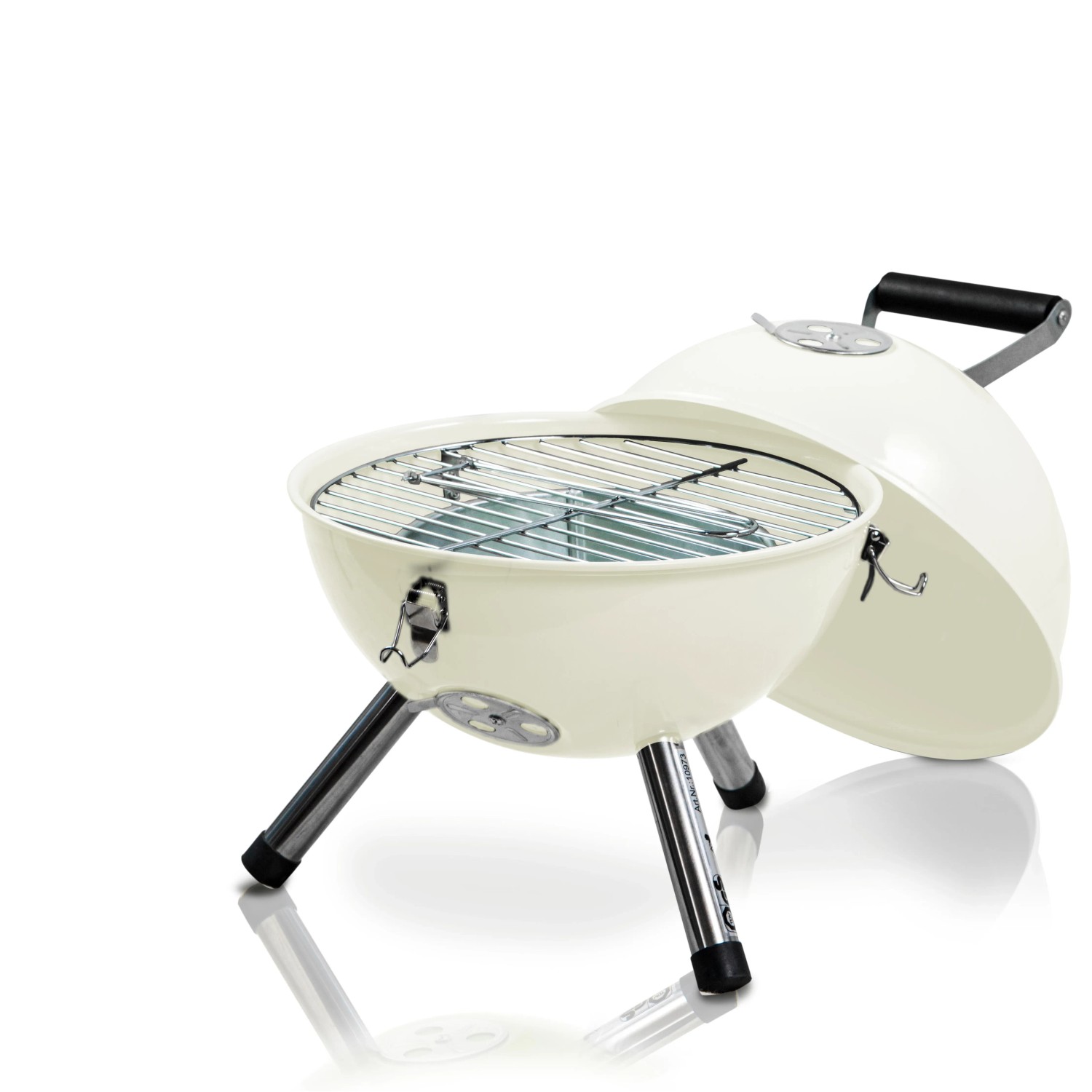 Activa Kugelgrill Mallorca, Ø 30 cm, Creme, mit verchromtem Grillrost und Edelstahlbeinen.