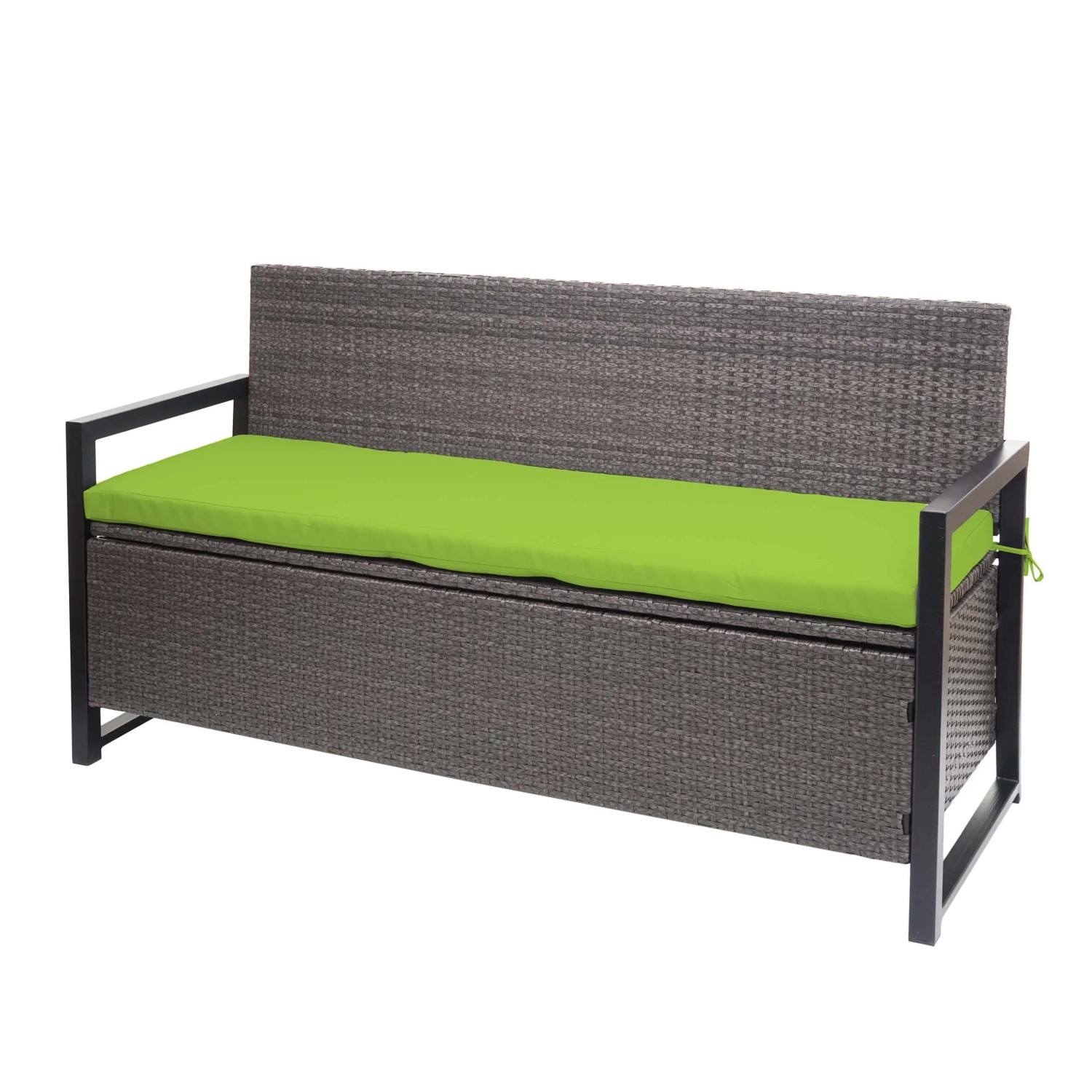 MCW Poly-Rattan 3er Sitzbank F39 Grau-meliert Kissen Grün