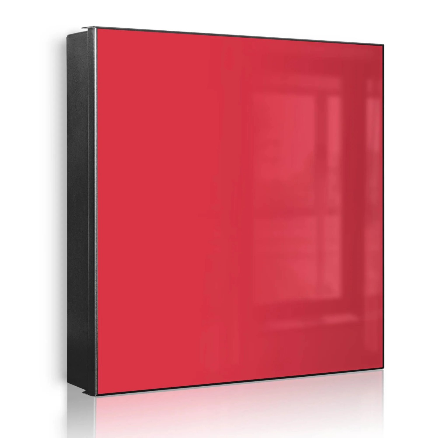 Banjado Großer Schlüsselkasten Metall 30x30cm Schwarz Scharnier Rechts 32 Haken Beschreibbar Magnetisch Motiv Feuerrot