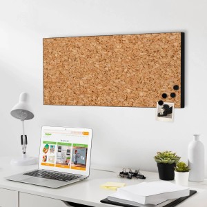 Banjado Magnettafel 78x37cm mit Kork-Motiv, schwarzer Rahmen, inklusive Magnete. Wanddekoration.