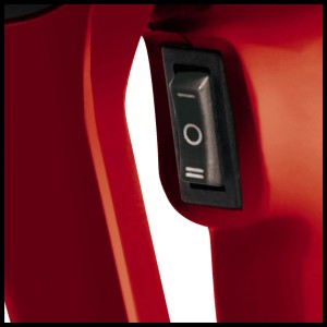 Detailaufnahme des Schalters der Einhell Heißluftpistole TH-HA 2000/1.