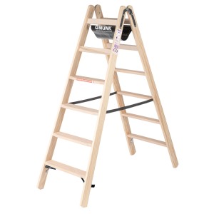 Beidseitig begehbare Holz Stehleiter mit 2x6 Stufen von PROREGAL.