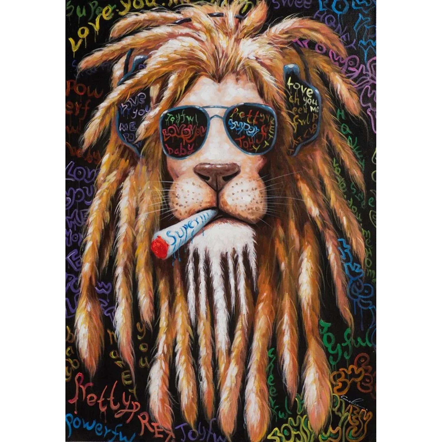Art Universe Leinwandbild Rauchender Löwe 70 x 100 cm