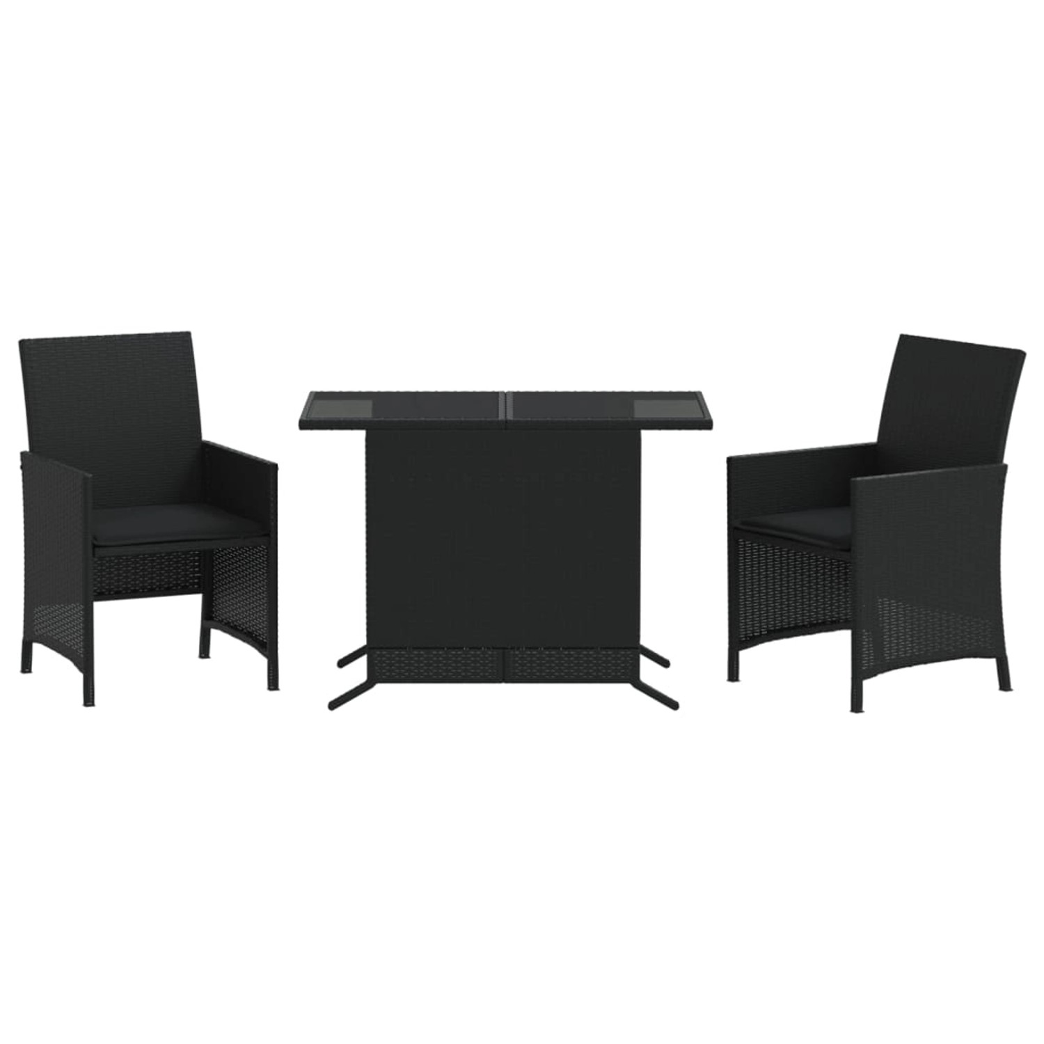 Thumbnail - vidaXL 3-Tlg Bistro-Set mit Kissen Schwarz Poly Rattan 365117