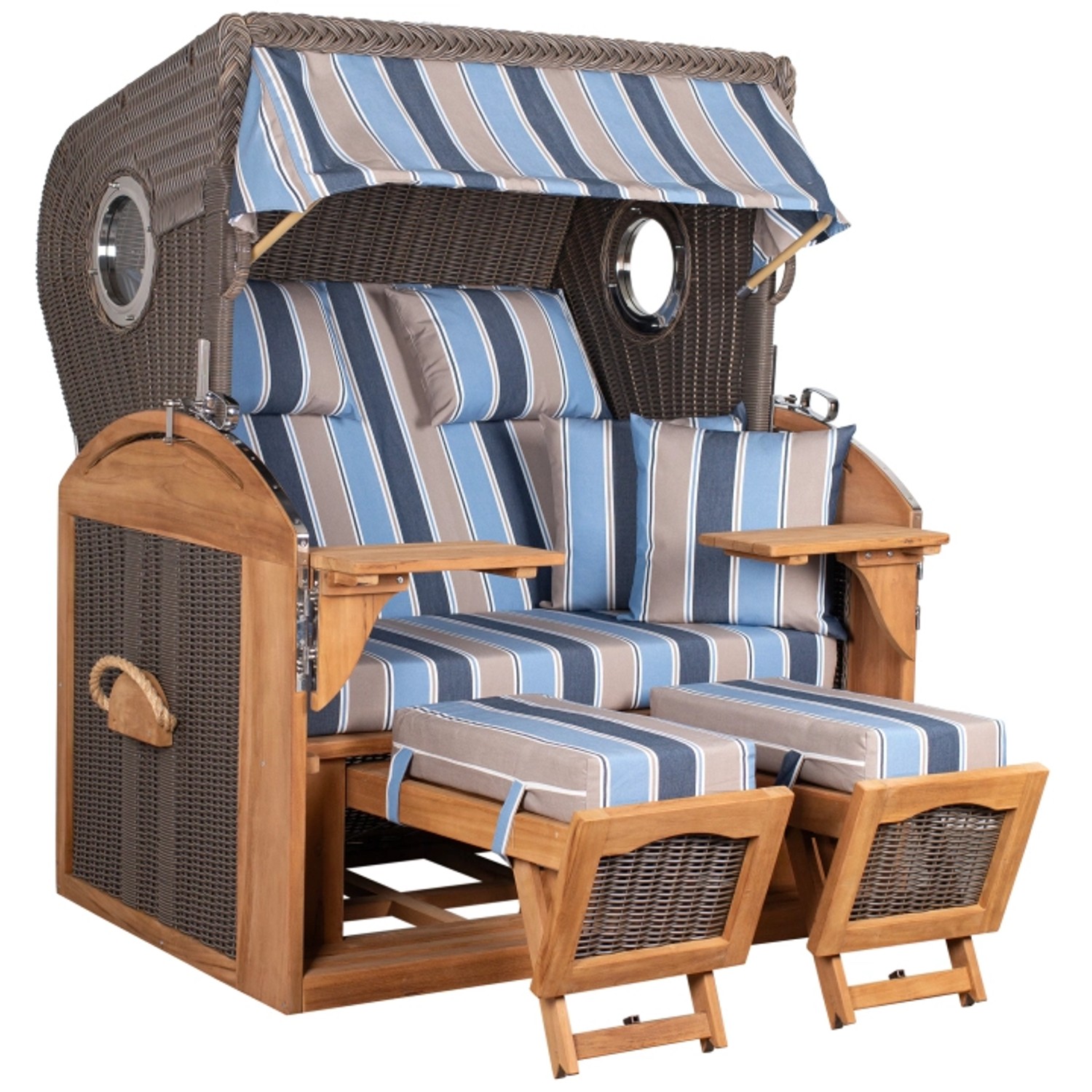 GarWoh Strandkorb Horum XL Teak PE Grey Dessin 580