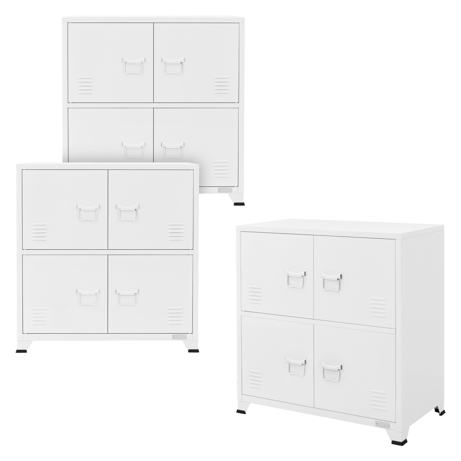 ML-Design 3Er Set Aktenschrank 75x40x80,5 cm Weiß Stahl Freistehend günstig online kaufen