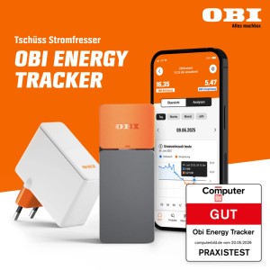 OBI ENERGY TRACKER Stromzähler-Ausleser mit heyOBI App, Bridge & Sensor. Zeigt Stromverbrauch, Computer Bild GUT.