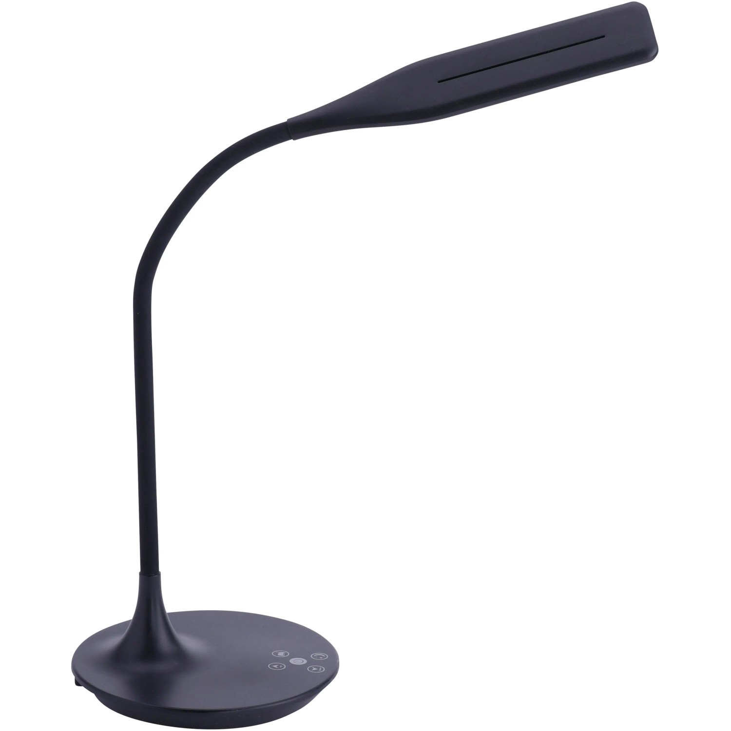 Schwarze LED-Tischleuchte Rafael mit Touchdimmer und verstellbarer Lichtfarbe.