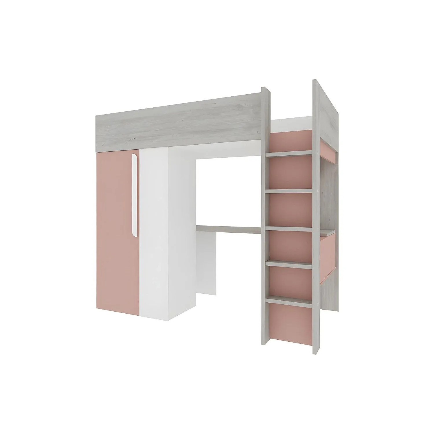 Vente-unique Hochbett Nicolas Rosa  Naturfarben Hell 205.2 cm