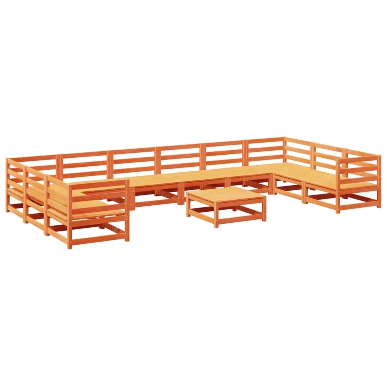 vidaXL 11-Tlg Garten-Sofagarnitur Wachsbraun Massivholz Kiefer 3299645 günstig online kaufen