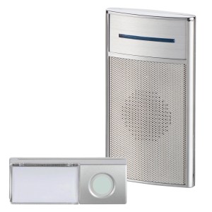 Heidemann Funkgong-Set HX Speaker in Silber/Chrom mit Sender und Empfänger.