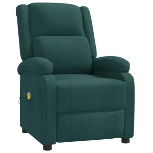 vidaXL Ohrensessel mit Massagefunktion Dunkelgrün Stoff 342432