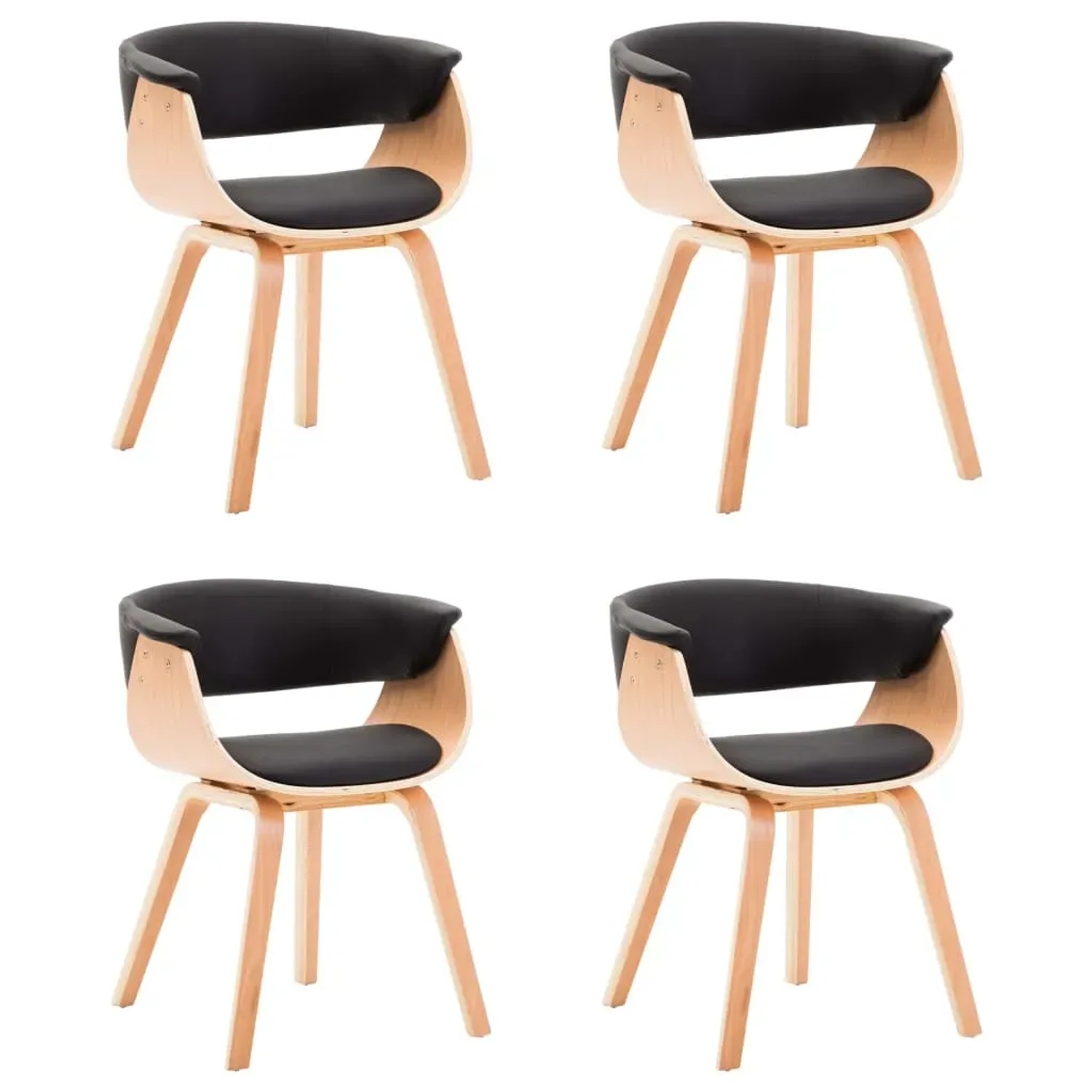 vidaXL Esszimmerstühle 4 Stk Schwarz Bugholz und Kunstleder 278734