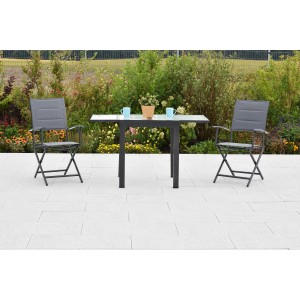 Merxx Florenz 3-tlg. Gartenmöbel-Set mit Klappsesseln und Ausziehtisch (65/130x65 cm).