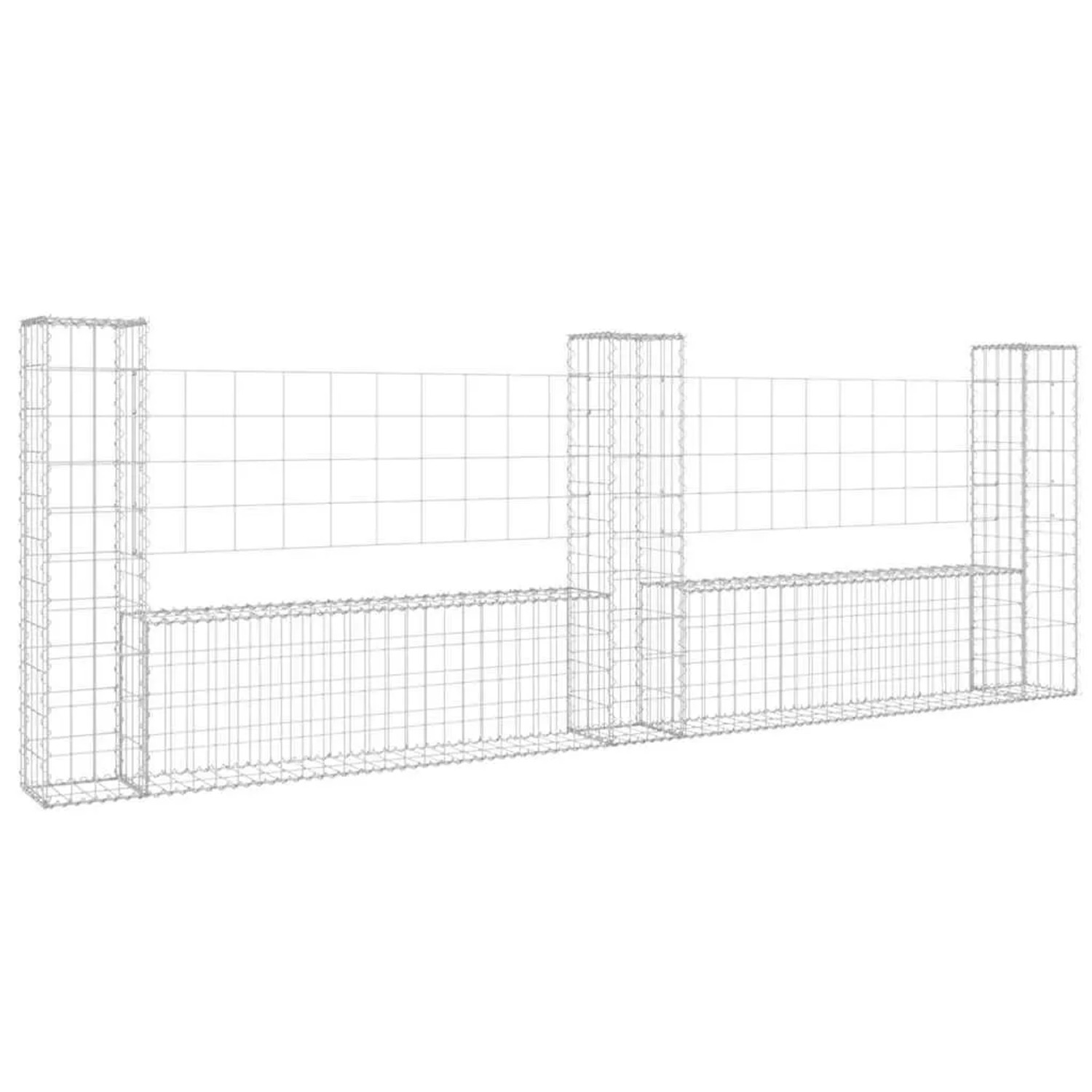 vidaXL Gabionenkorb U-Form mit 3 Säulen Eisen 260x20x100 cm 151276