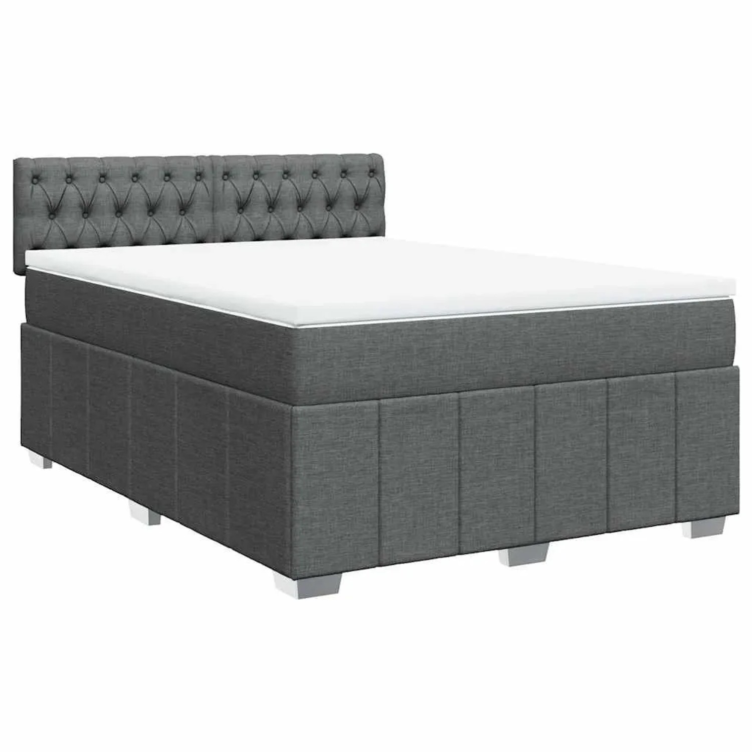 vidaXL Boxspringbett mit Matratze Dunkelgrau 140x200 cm Stoff 3287099