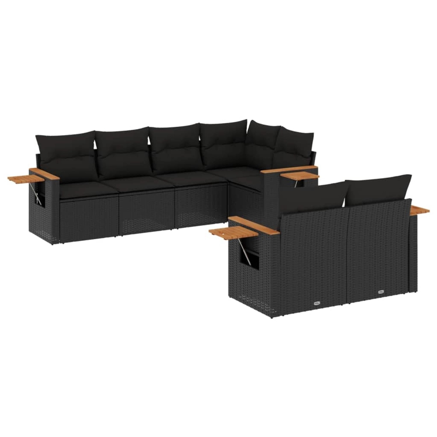vidaXL 7-Tlg Garten-Sofagarnitur mit Kissen Schwarz Poly Rattan 3226979 günstig online kaufen