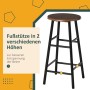 HOMCOM Barhocker im Industrie-Stil: runde Eichenholz-Sitzfläche, schwarzes Metallgestell mit zwei Fußstützen.