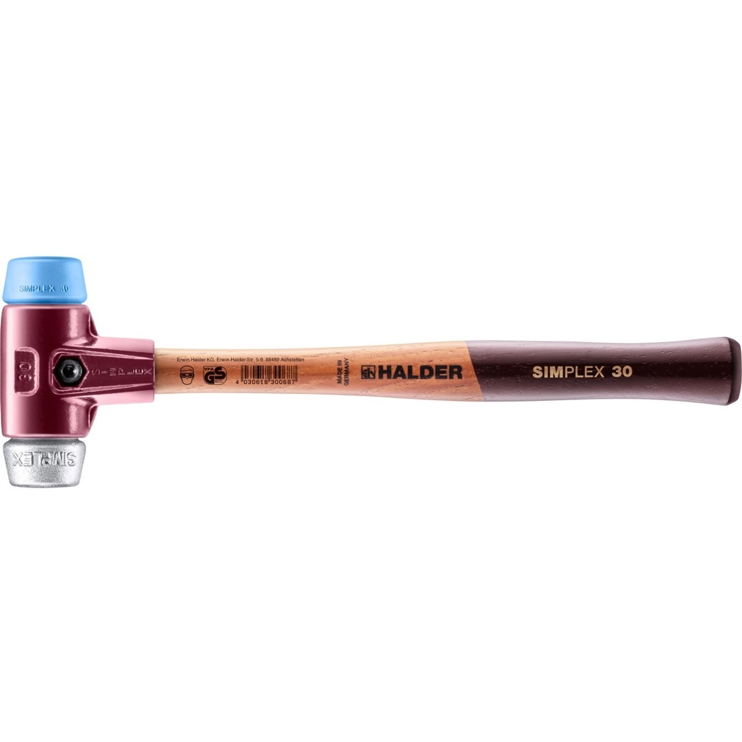 Halder Simplex Schonhammer Ø 30 mm TPE-soft Blau   Weichmetall mit Tempergu günstig online kaufen