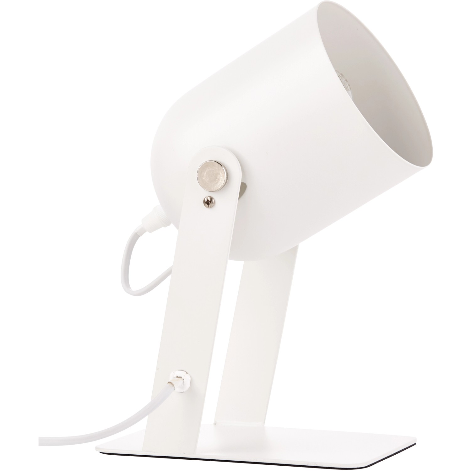 Weiße Brilliant Tischlampe Yan E27, 29 cm hoch, aus Metall. Design-Tischleuchte für den Innenbereich.