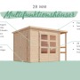 Karibu Gartenhaus mit Schrank und Anbaudach, terragrau, aus nordischer Fichte.