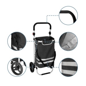 Relaxdays Einkaufstrolley Polyester Aluminium Schwarz Klappbar Mit Kühltasche 45 l 104 cm x 49 cm x 38 cm 2,7 kg