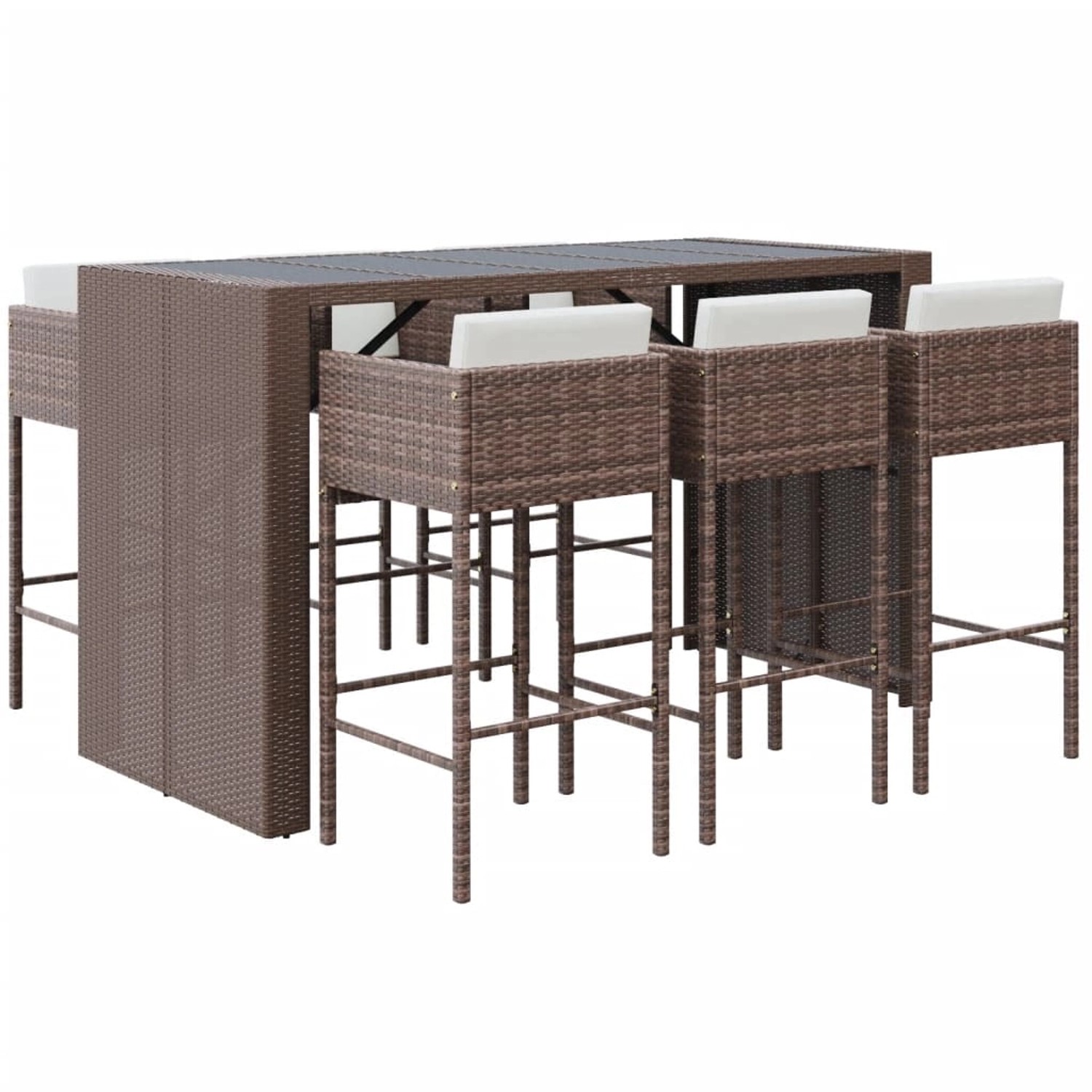Thumbnail - vidaXL 7-tlg Gartenbar-Set mit Kissen Braun Poly Rattan Modell 1