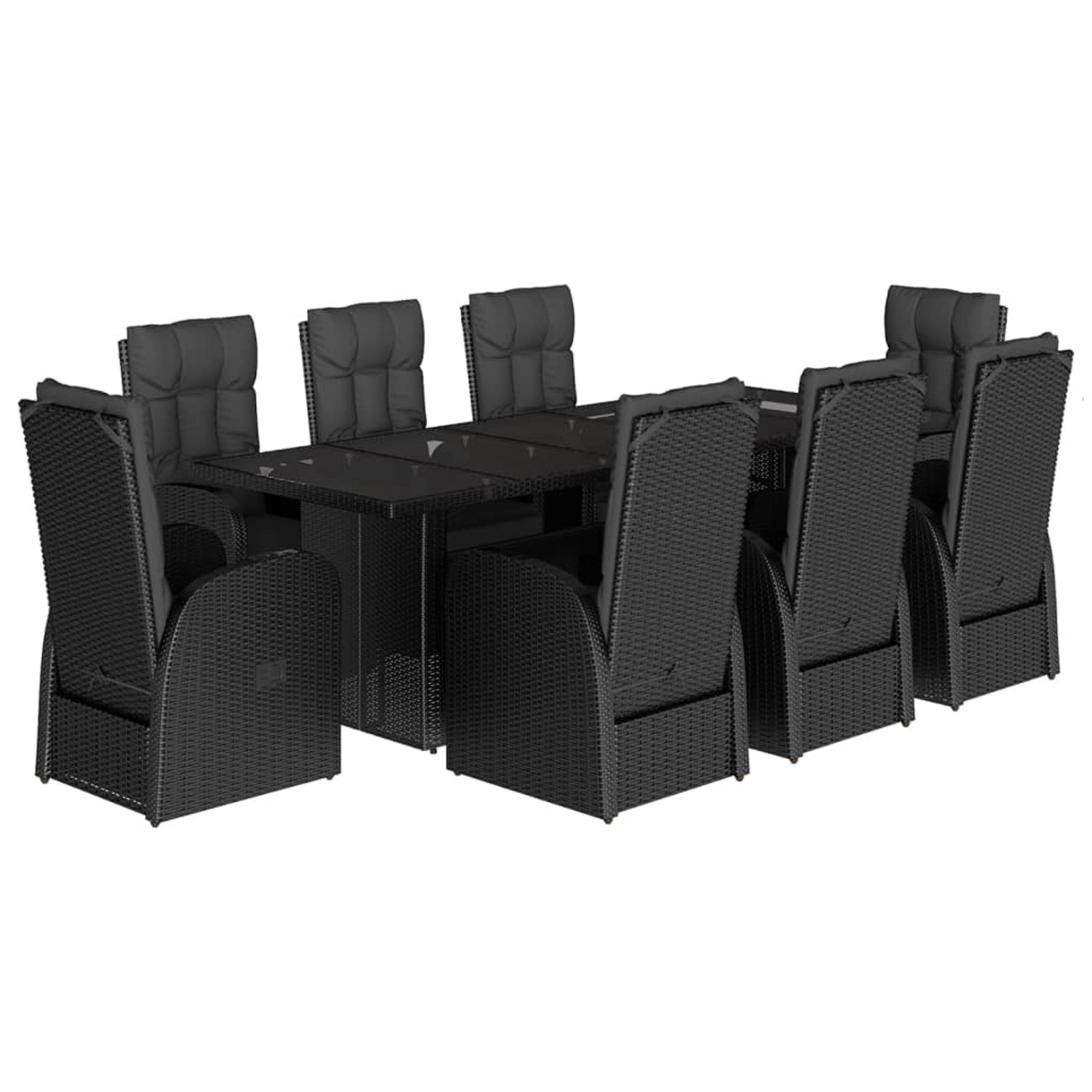 vidaXL 9-Tlg Garten-Essgruppe mit Kissen Schwarz Poly Rattan 3277657 günstig online kaufen