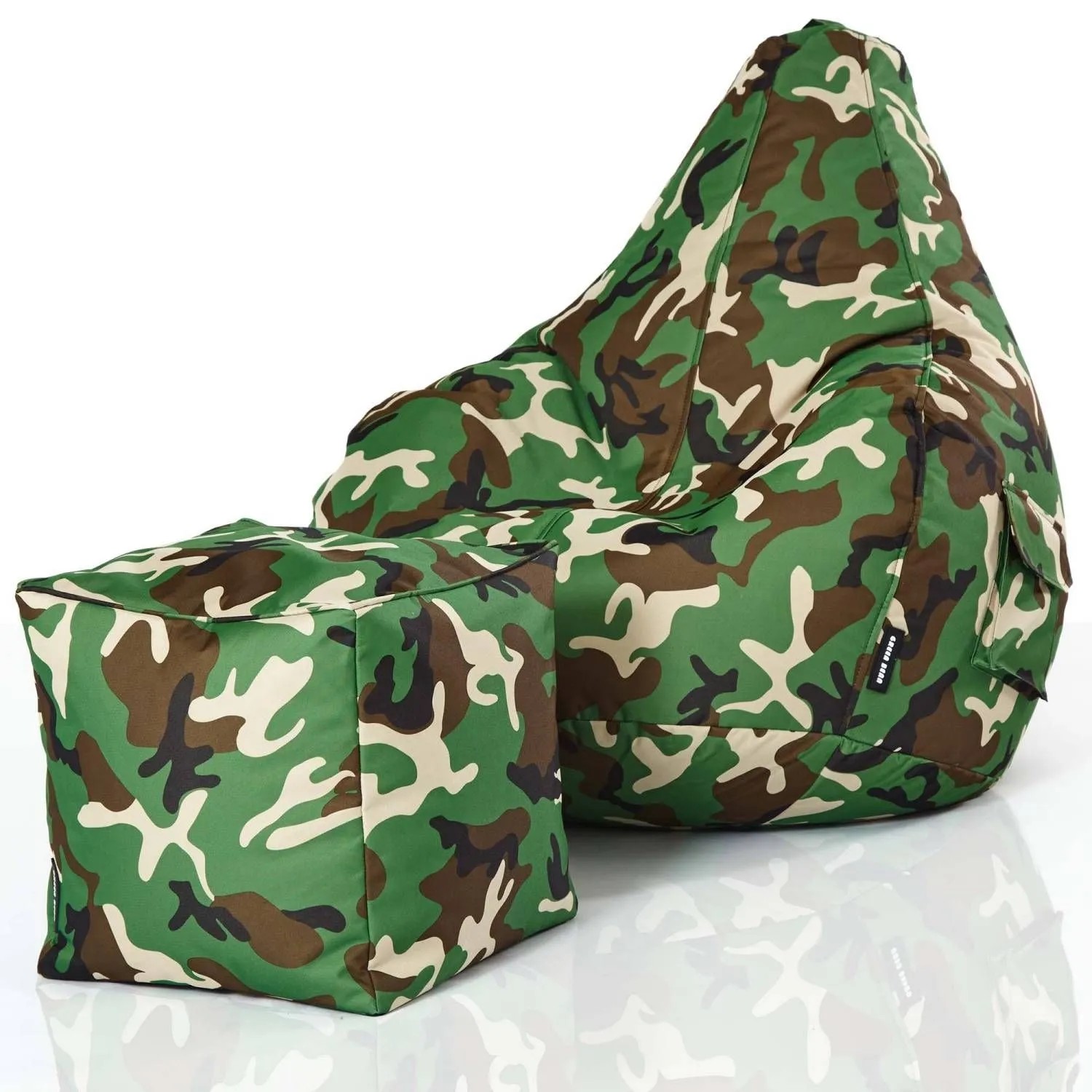 Green Bean Sitzhocker 2er Set Cozy + Cube 70 x 80 x 90 cm Wetterfest Camouflage Grün