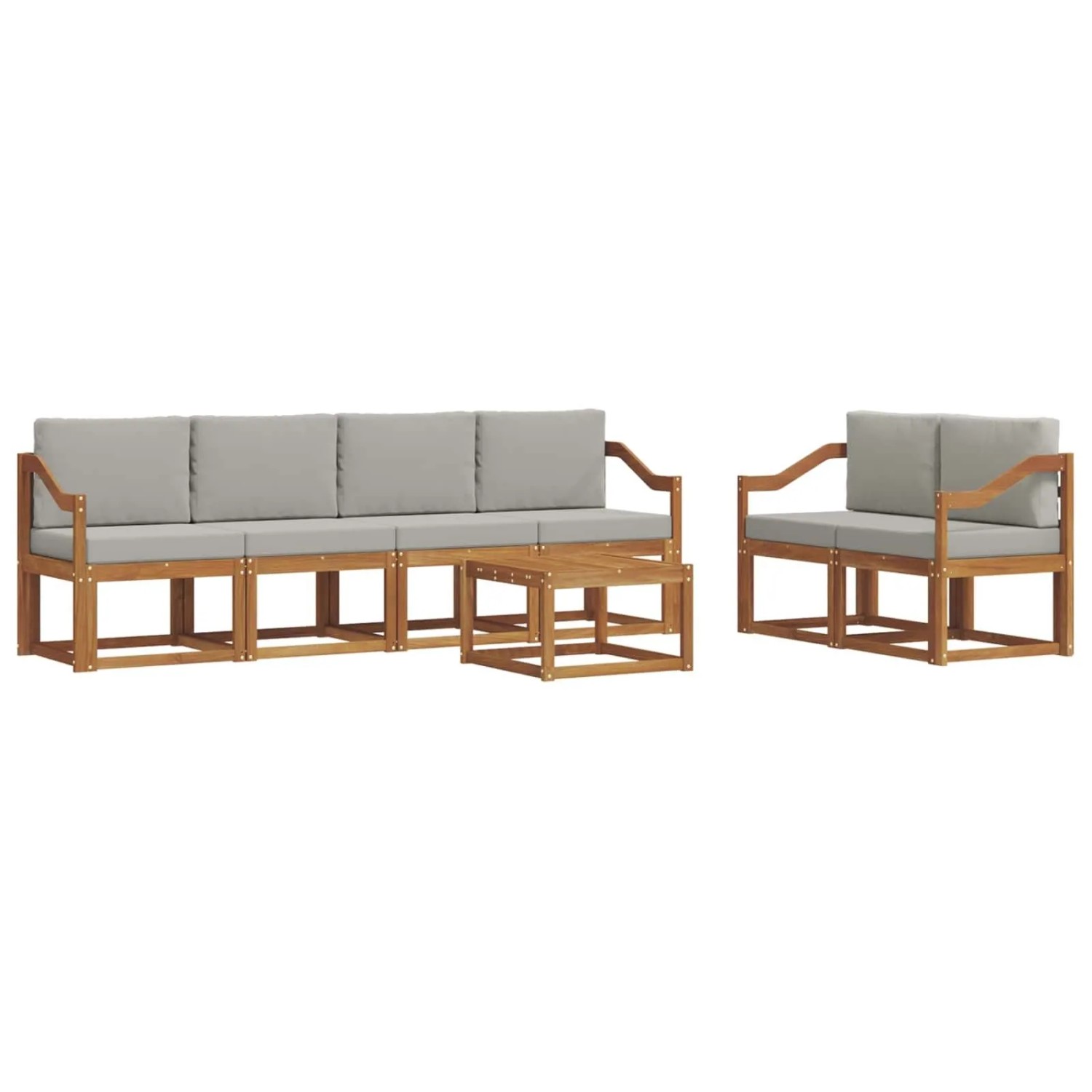 vidaXL Outdoor-Sofagarnitur mit Kissen 7 Stk Natur und Hellgrau 3366059