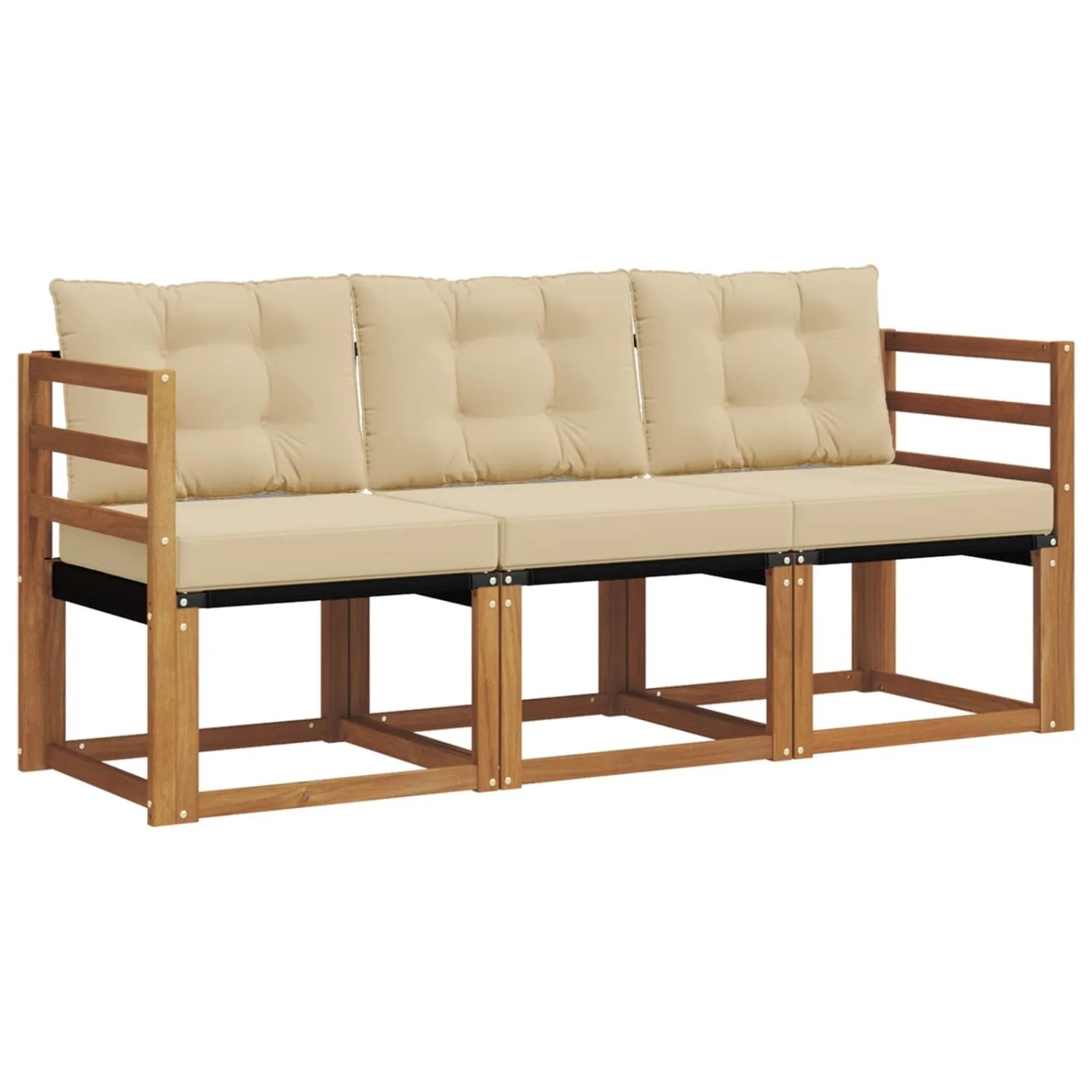 vidaXL Outdoor-Sofagarnitur mit Kissen 3-Tlg Natur und Beige 3368344