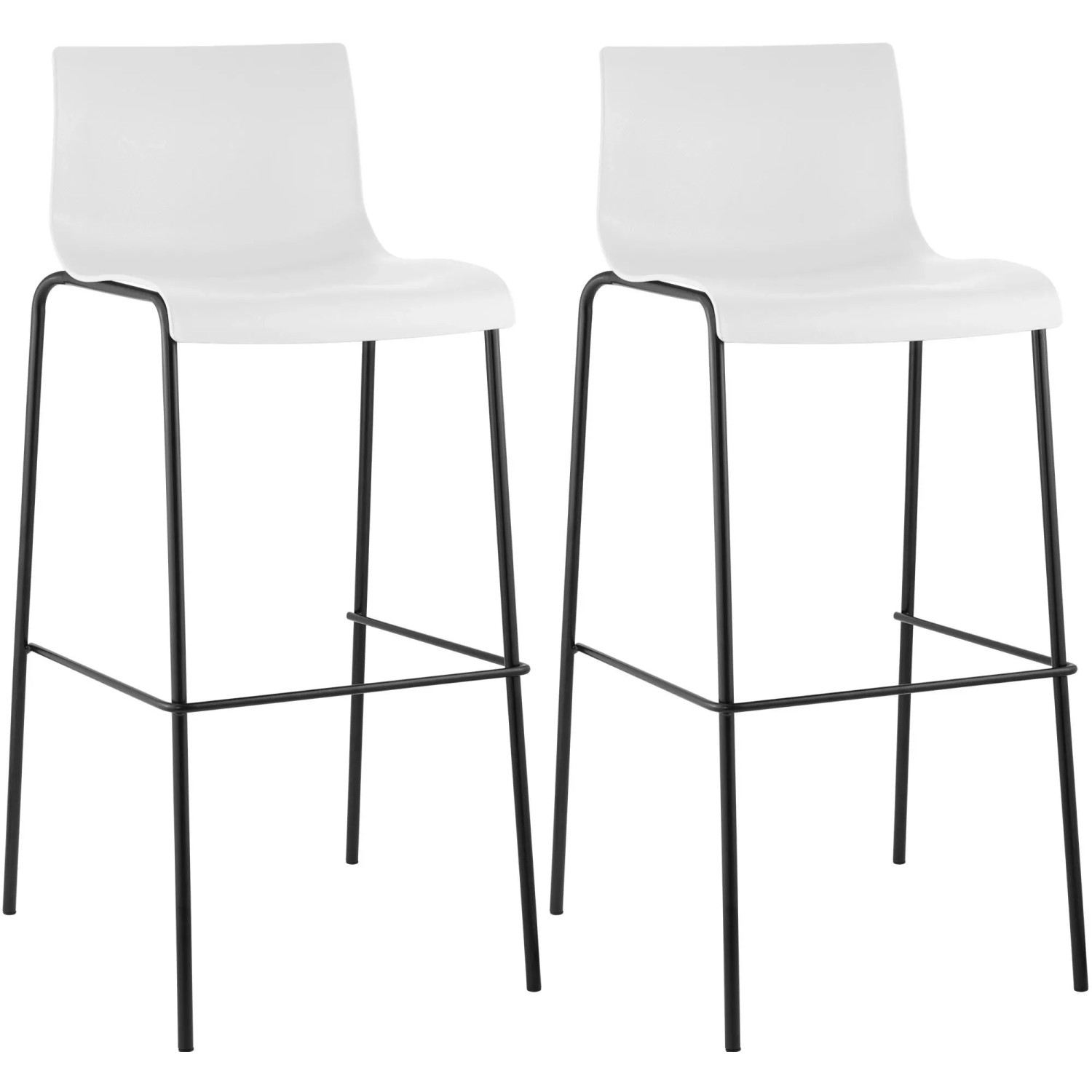 CLP 2er Set Barhocker Hover Kunststoff 4-Fuß Gestell Weiß/Schwarz