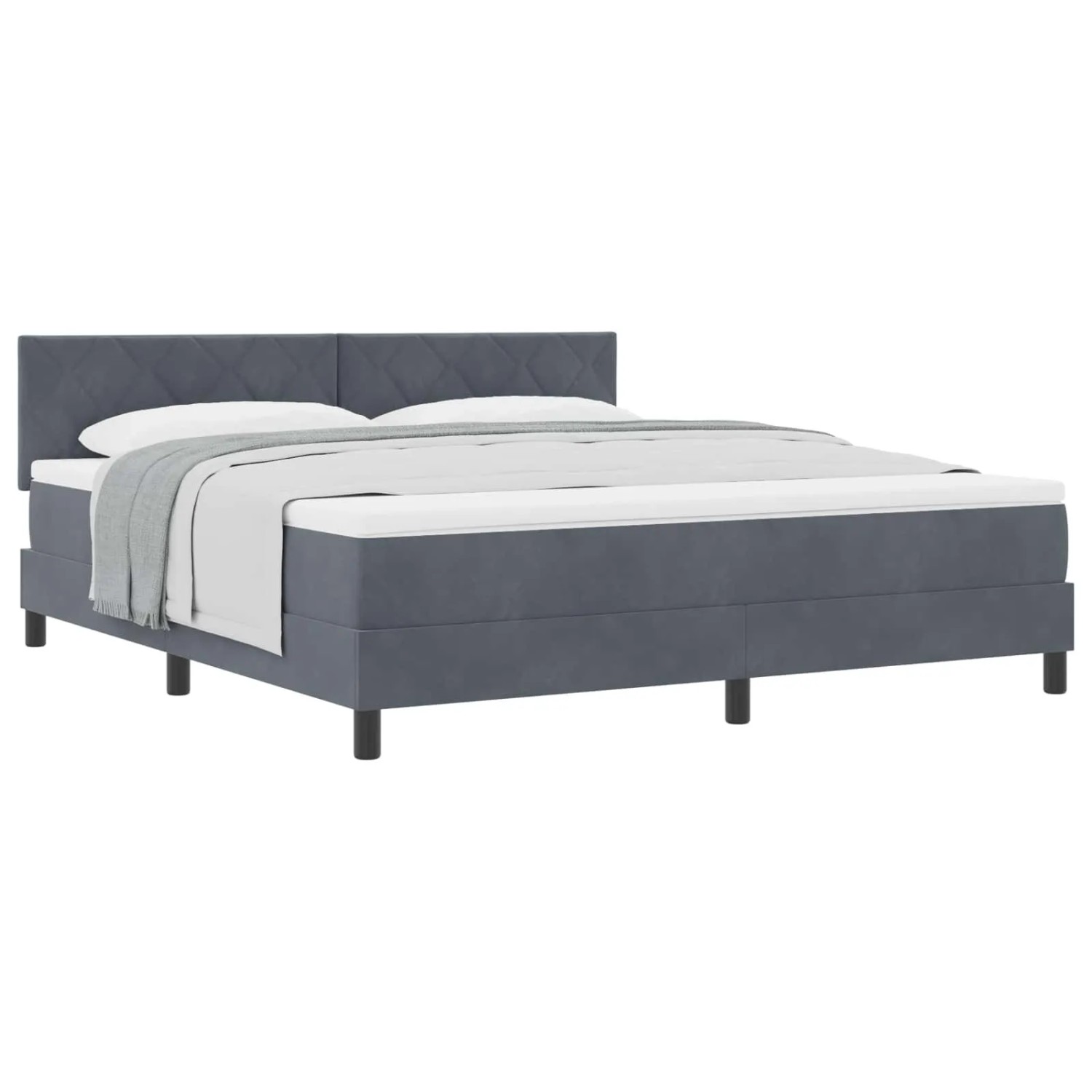 vidaXL Boxspringbett mit Matratze Dunkelgrau 180 x 200 cm Samt 3339255
