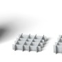 Eurobox-System: Weiße Abtrenner in verschiedenen Größen zur Unterteilung von Aufbewahrungsboxen.