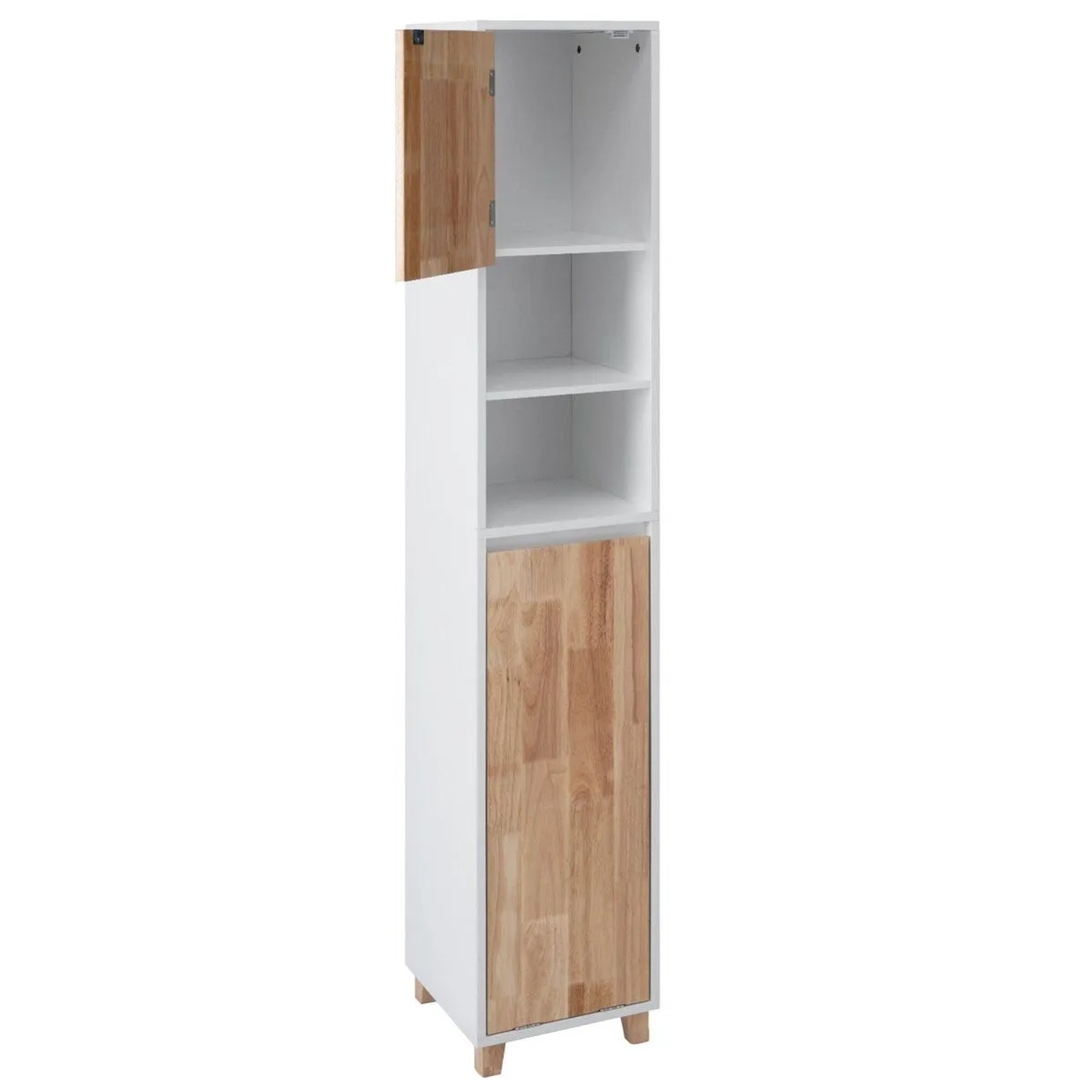 Costway Badezimmerschrank mit Wäschekorb Bad Hochschrank Badschrank