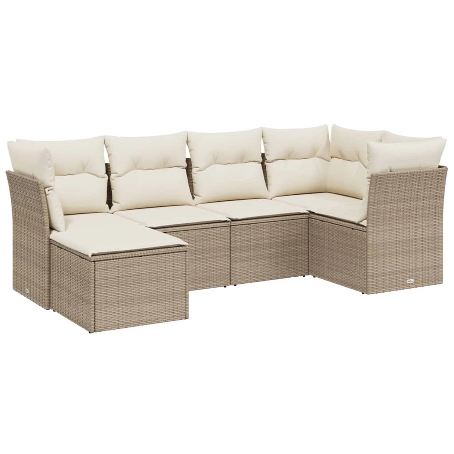 vidaXL 6-Tlg Garten-Sofagarnitur mit Kissen Beige Poly Rattan 3263174 günstig online kaufen