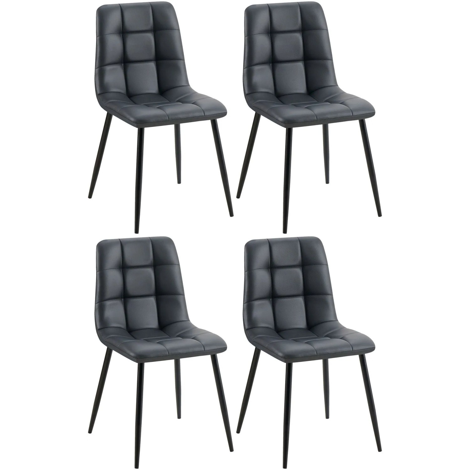 CLP 4er Set Esszimmerstuhl Antibes Kunstleder Schwarz