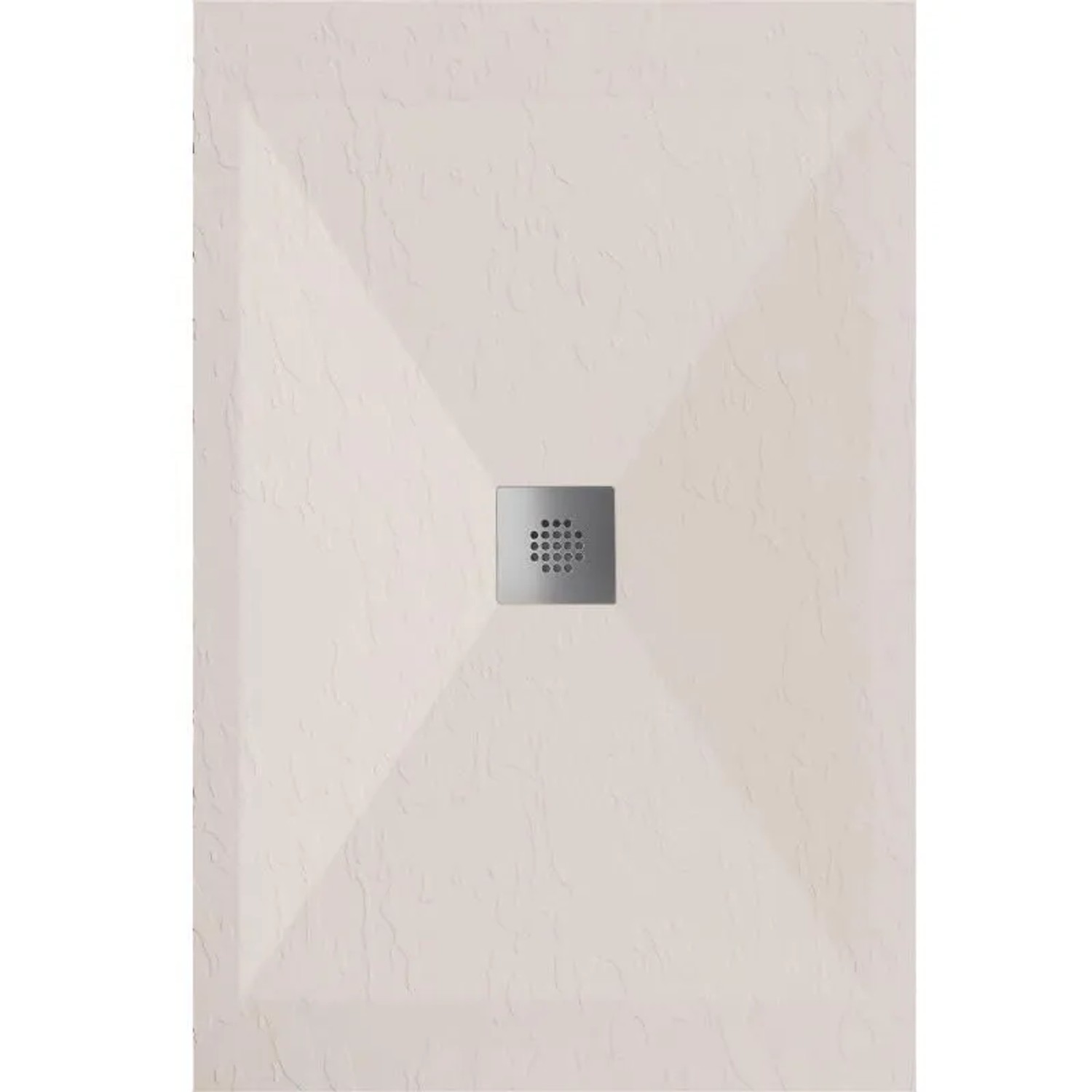 Mirlo Mineralguss Duschwanne Extra Flach Dexa  Beige Ablaufschutz Chrom 80x80cm