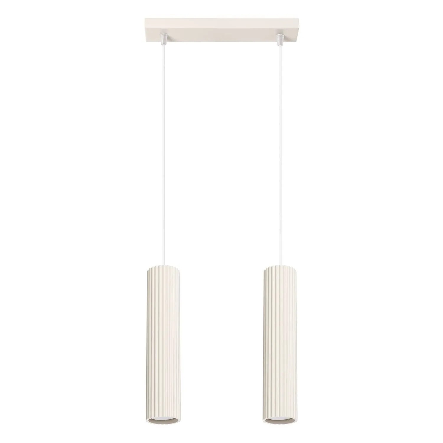 Licht-Erlebnisse Pendelleuchte 2-Flammig GU10 30 CM Breit Aluminium In Creme Länglich Modern