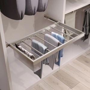 Emuca Set aus Tray Set 3 Organisationskörbe und Soft-Close-Führungsrahmen für Kleiderschränke Verstellbar Modul 900 mm Schwarz Strukturiert
