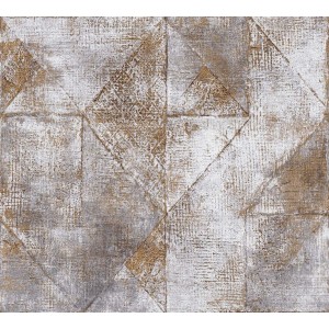 Vliestapete Premium Wall 2 389764 mit geometrischem Muster in Grau und Gold.
